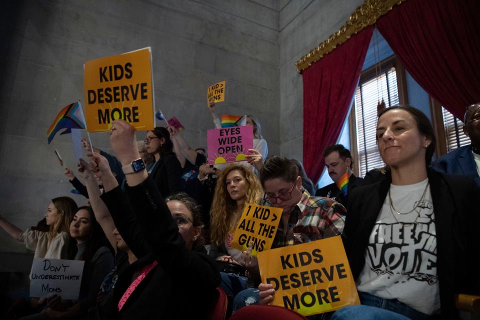 People pack the one side of the House gallery that was available to the public during the first day of legislative session at Tennessee State Capitol in Nashville , Tenn., Tuesday, Jan. 9, 2024.