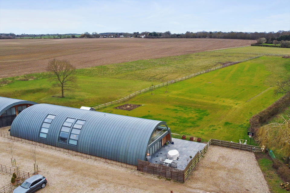 A former WW2 hangar has been converted into a fancy family home. (SWNS)