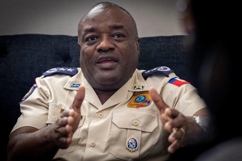 Frantz Elbé during an interview on Wednesday, May 15, 2024 at Toussaint Louverture International Airport in Port-au-Prince said preparations are underway for the imminent arrival of Kenyan police officers to help his officers take on ruthless armed gangs.