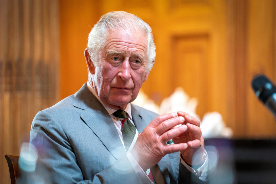 Britain's Prince Charles, known as the Duke of Rothesay while in Scotland, takes part in a roundtable with attendees of the Natasha Allergy Research Foundation seminar to discuss allergies and the environment, at Dumfries House in Cumnock, Scotland, Britain, September 7, 2022. Jane Barlow/Pool via REUTERS