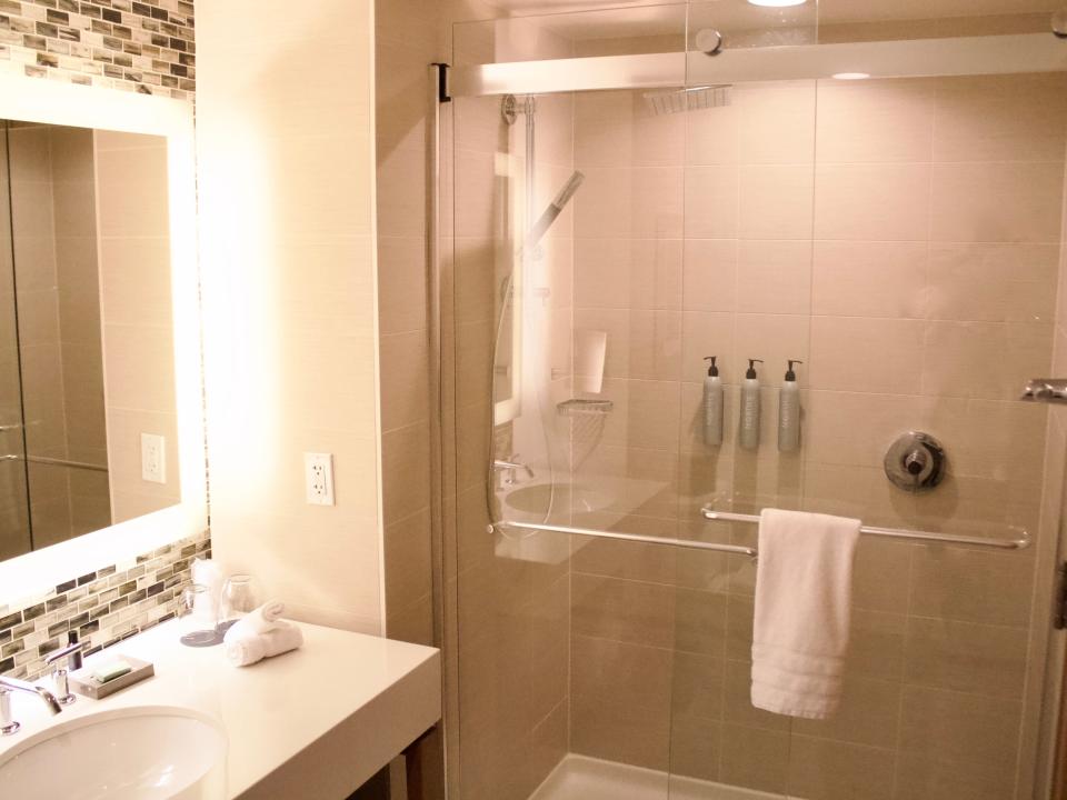 Bathroom in a room at the Westin Denver Airport Hotel