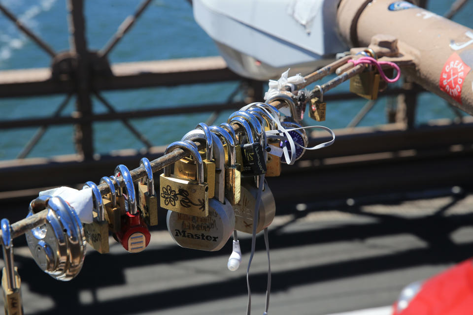 Love locks on the Brooklyn waterfront