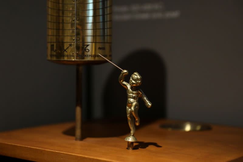 A detail of the hydraulic clock of Ktesibios is seen at Kotsanas Museum of Ancient Greek Technology in Athens