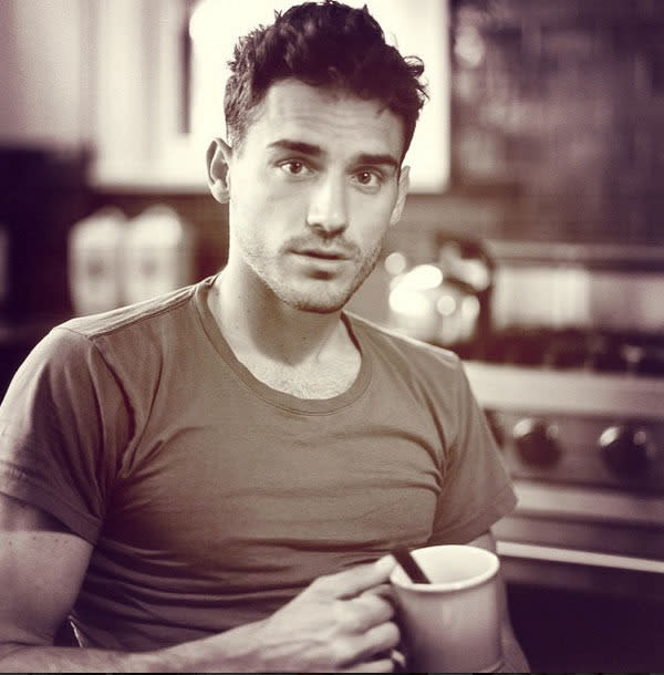 Hot men with coffee