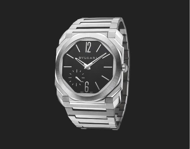 <p>Bulgari Octo Finissimo Automatic Satin-Polished Steel (release date tba)</p><p>Bulgari’s first release of 2020 is a new version of its Octo Finissimo Automatic, which debuted in 2017. Back then, it created quite a stir – at a scarcely-possible 2.23mm thick, it contained the world’s thinnest self-winding movement. The paper-thin sports watch has previously been available in titanium, stainless steel and rose gold, all with a sandblasted finish. Now that family is joined by two new models – in steel with a bracelet, or 18ct rose gold with a strap – that feature a fancy satin-polished finish, and also play up the contrast between the black lacquered dial and the polished hands and indexes. </p><p>£10,000; <a href="https://www.bulgari.com/en-gb/" rel="nofollow noopener" target="_blank" data-ylk="slk:bulgari.com;elm:context_link;itc:0;sec:content-canvas" class="link ">bulgari.com</a></p>