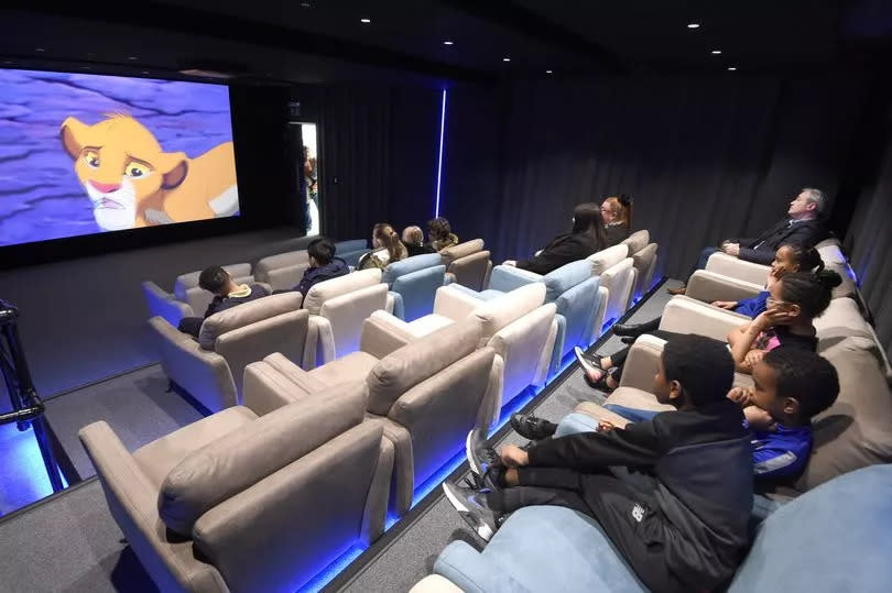 Pupils from St Cleopas Primary School in the cinema at the launch of the Florrie's new creative space. (Pic Andrew Teebay).