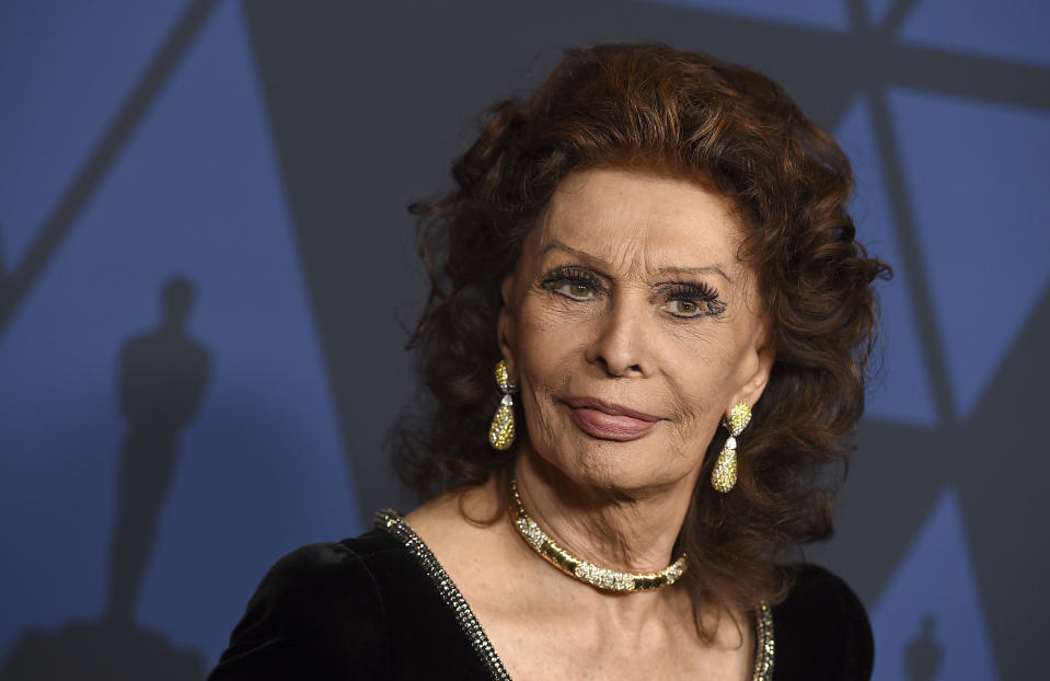 FILE - Sophia Loren arrives at the Governors Awards on Oct. 27, 2019 in Los Angeles. Loren turns 86 on Sept. 20. (Photo by Jordan Strauss/Invision/AP, File)