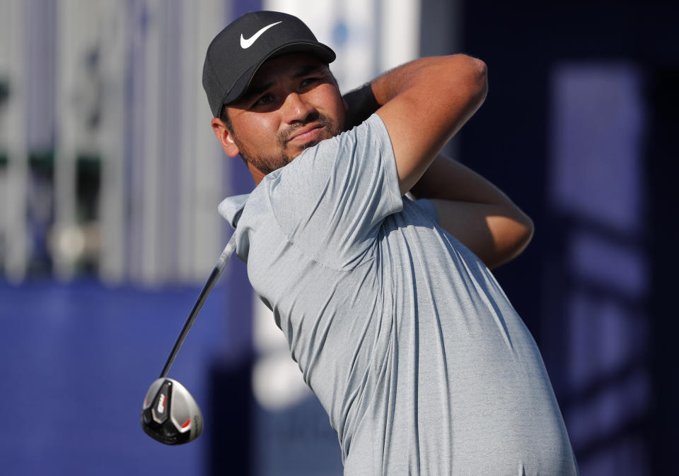 Jason Day of Australia hits off the first tee during the first round of the PGA Zurich Classic golf tournament at TPC Louisiana in Avondale, La., Thursday, April 25, 2019. (AP Photo/Gerald Herbert)