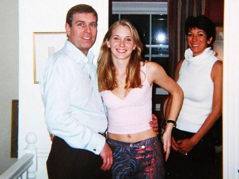 Teenage Virginia Giuffre pictured with Prince Andrew and Ghislaine Maxwell (Virginia Roberts Giuffre)