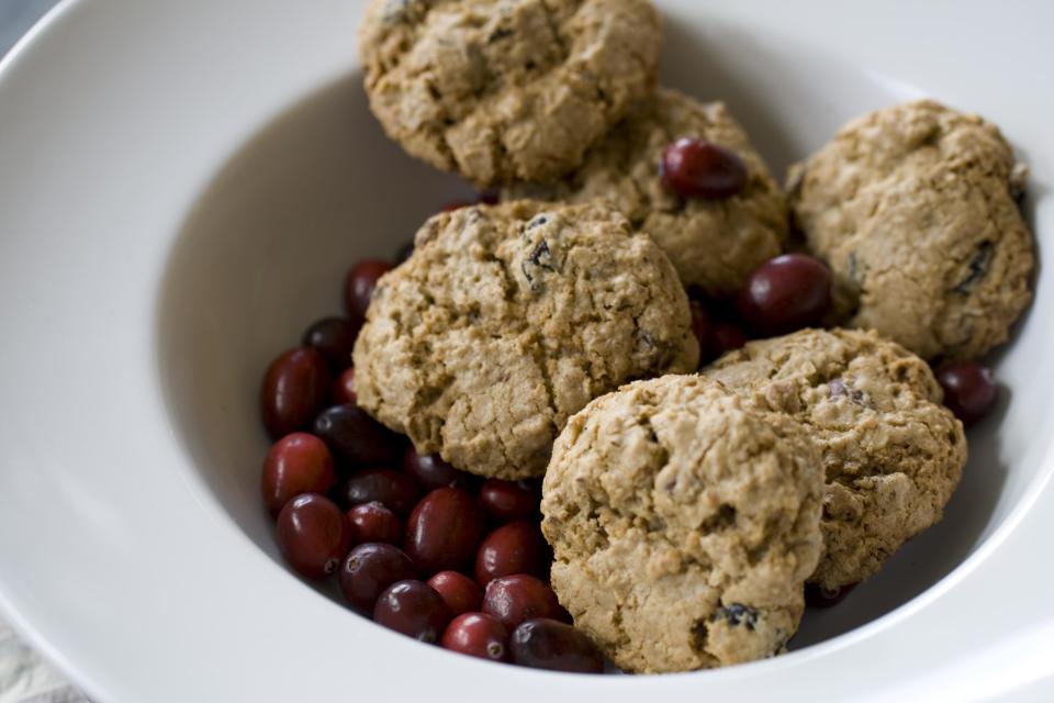 This Oct. 28 , 2013 photo shows double the oats oatmeal cookies in Concord, N.H. These double-the-oats oatmeal cookies are so jammed with oats, making them tender and wonderfully chewy and rich. (AP Photo/Matthew Mead)