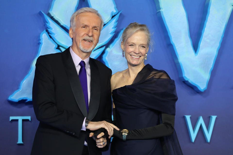 LONDON, ENGLAND - DECEMBER 06: James Cameron and Suzy Amis Cameron attends the 