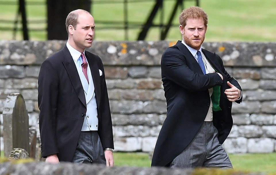 Prince Harry arrived at the wedding with brother Prince William. Source: Getty