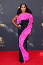 <p>Another actress who was all about the red-carpet drama was Angela Bassett, who wore a strapless black-and-pink gown by Greta Constantine, which featured a giant frill down the front.</p>