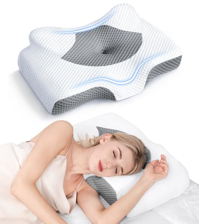 BLISSBURY Stomach Sleeping Pillow, Thin 2.6-Inch Memory Foam Standard  White