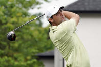 Scottie Scheffler hits from the 18th tee during the first round of the St. Jude Championship golf tournament Thursday, Aug. 11, 2022, in Memphis, Tenn. (AP Photo/Mark Humphrey)