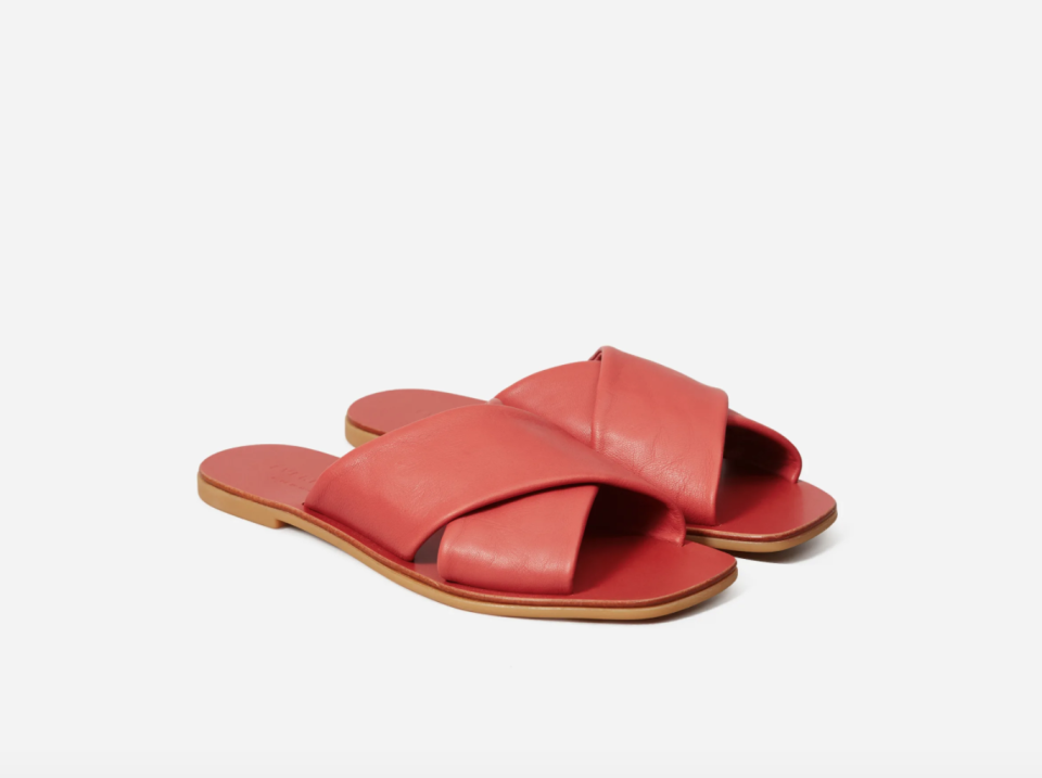 The Day Crossover Sandal in Burnt Sienna. Image via Everlane.