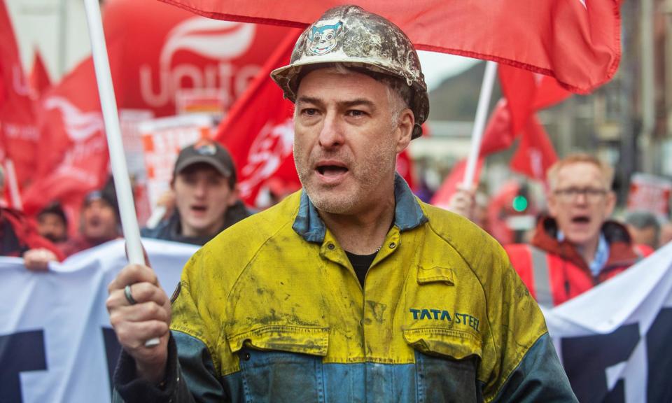 <span>Members of Unite are due to begin strikes at the Port Talbot and Llanwern plants on 8 July.</span><span>Photograph: Guy Smallman/Getty Images</span>