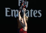 Tennis - Australian Open - Quarterfinals - Rod Laver Arena, Melbourne, Australia, January 24, 2018. Simona Halep of Romania celebrates winning against Karolina Pliskova of Czech Republic. REUTERS/Edgar Su