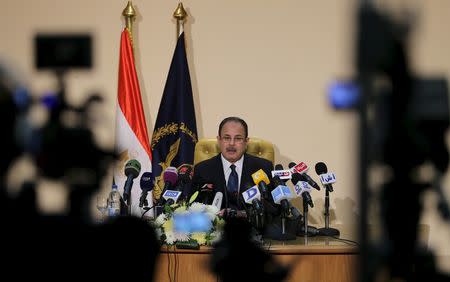 Egypt's Interior Minister General Magdi Abdel Ghaffar speaks during a news conference in Cairo, Egypt March 6, 2016. REUTERS/Mohamed Abd El Ghany