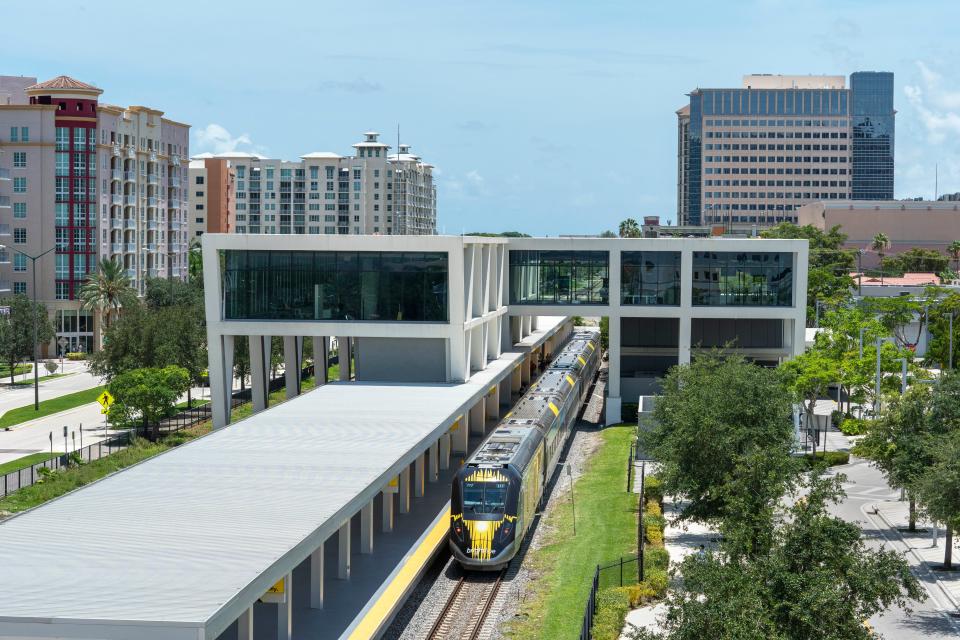 The Brightline station in downtown West Palm Beach, Florida on June 21, 2023. 