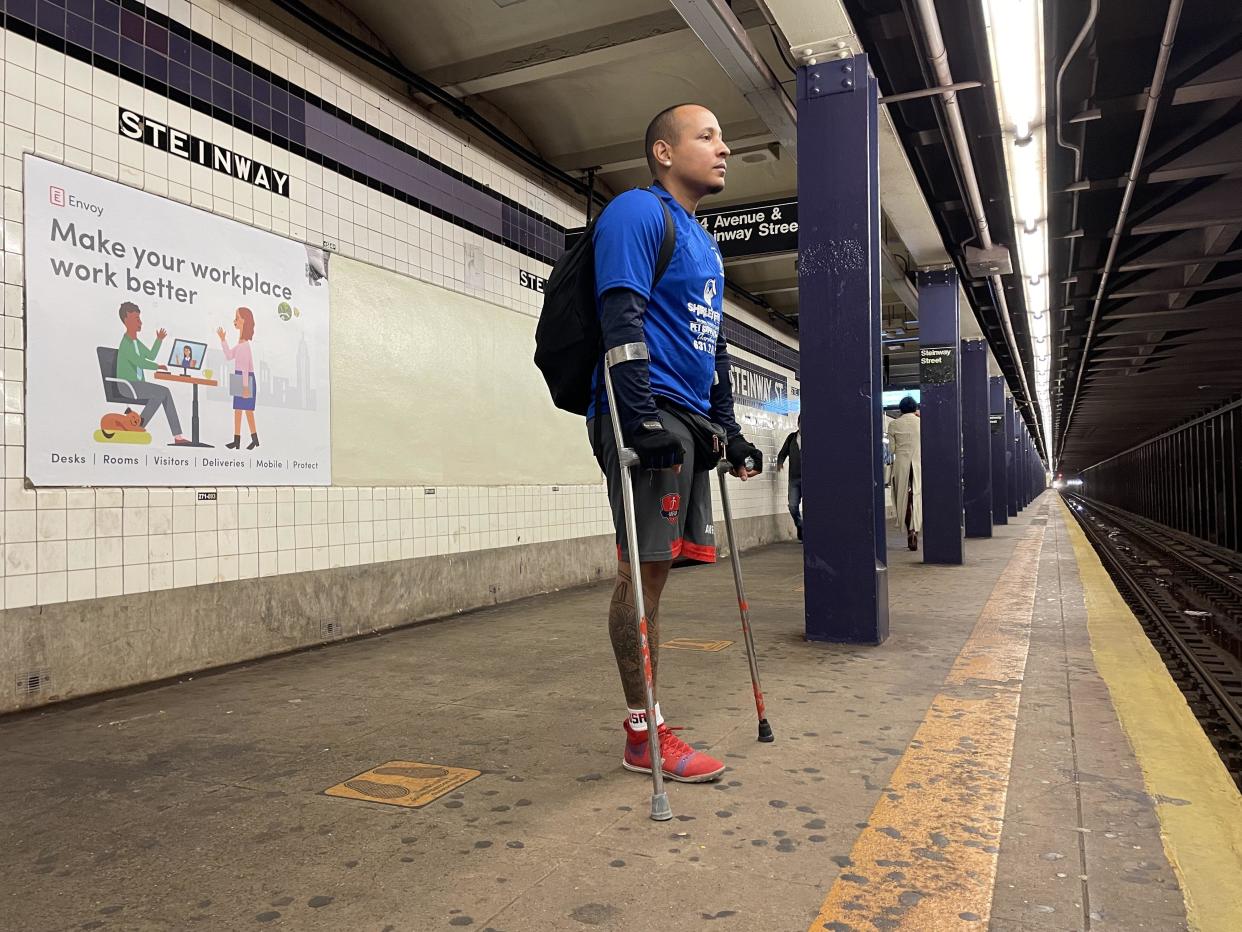 Juan Vargas uses the New York subway system to get to work at a fast food restaurant in Brooklyn, as well as soccer fields across the city. / Credit: Camilo Montoya-Galvez