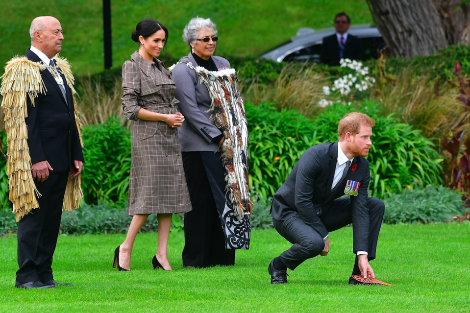 Prince Harry ‘accepts’ a challenge from the warriors. Photo: Getty