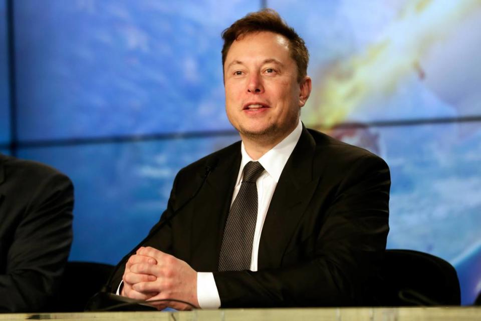 FILE - In this Sunday, Jan. 19, 2020, file photo, Elon Musk founder, CEO, and chief engineer/designer of SpaceX speaks during a news conference after a Falcon 9 SpaceX rocket test flight to demonstrate the capsule’s emergency escape system at the Kennedy Space Center in Cape Canaveral, Fla. (AP Photo/John Raoux, File)