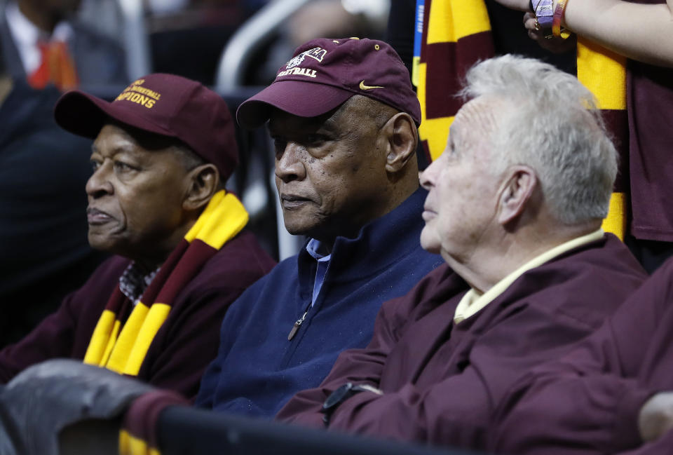 One of the stars of the "Game of Change," Hunter, center, helped deliver a championship to Loyola Chicago in 1963 as a double-double machine, averaging 17 points and 11 rebounds. The 1962-63 Ramblers faced discrimination and harassment on their way to the championship as they bucked the unspoken rule of having only three black players on the court a the same time. He was 77.