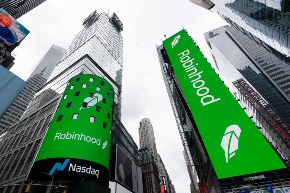 US stock trading app Robinhood is now available for all customers in the UK, offering no-commission trading in American stocks to its customers (AP)