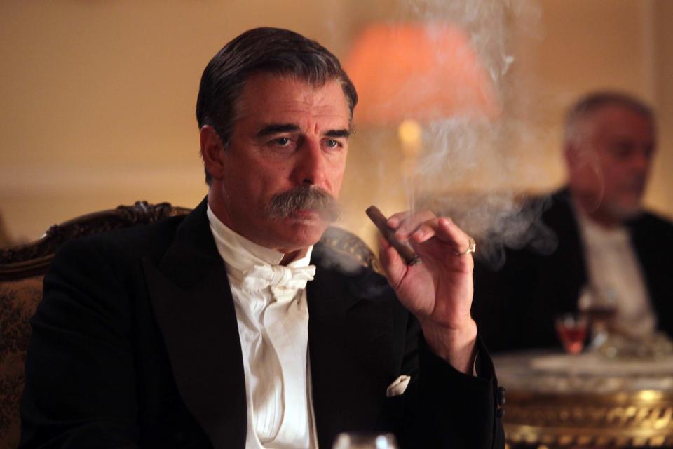This image released by Encore shows actor Chris Noth portraying J.P. Morgan in a scene from the Encore cable channel 12-hour miniseries, "Titanic: Blood and Steel." The series will premiere on six consecutive nights, with two episodes airing back to back, on Encore beginning Monday at 8 p.m. EDT. (AP Photo/Encore)