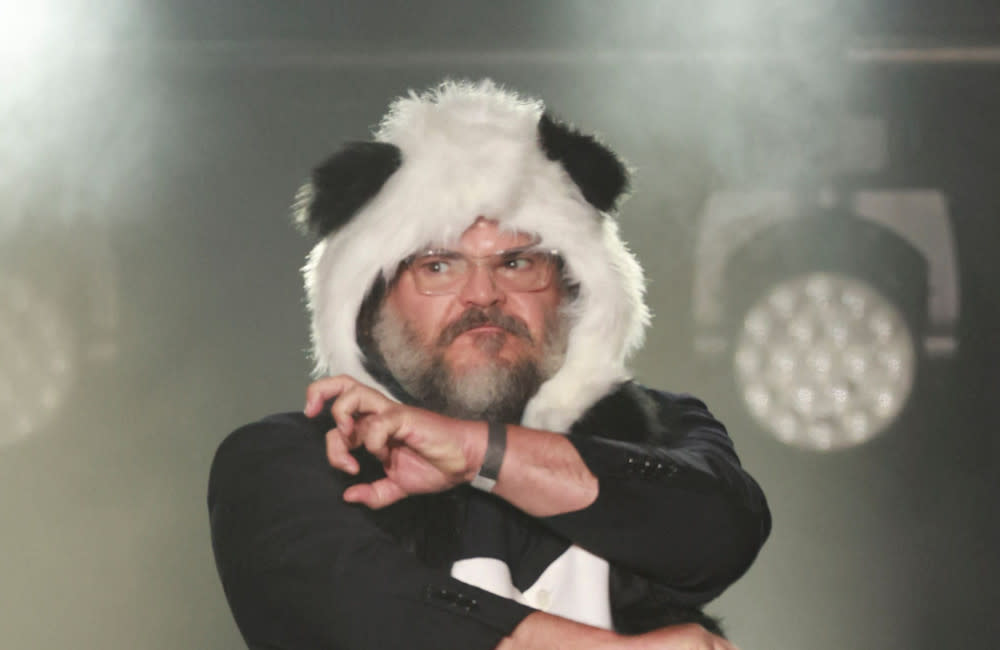 Jack Black dresses up as Kung Fu Panda to accept the MTV Comedic Genius Award credit:Bang Showbiz