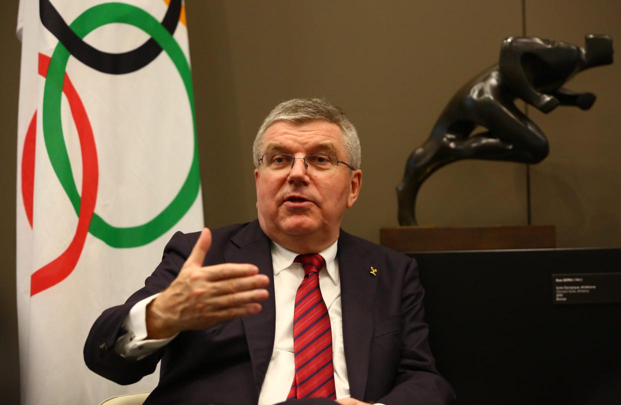 Thomas Bach, president of the International Olympic Committee IOC, speaks during an interview with Xinhua in Lausanne, Switzerland, Jan. 18, 2017. (Photo by Gong Bing/Xinhua via Getty Images)