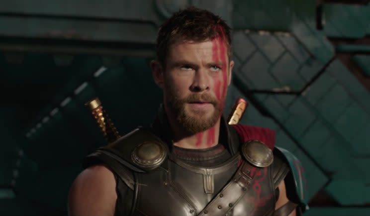 Chris Hemsworth gets serious in Thor: Ragnarok - Credit: Marvel
