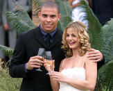 L'ex stella del calcio brasiliano Ronaldo e Milene Domingues in occasione del loro matrimonio a Rio de Janeiro (Foto PW / HB)