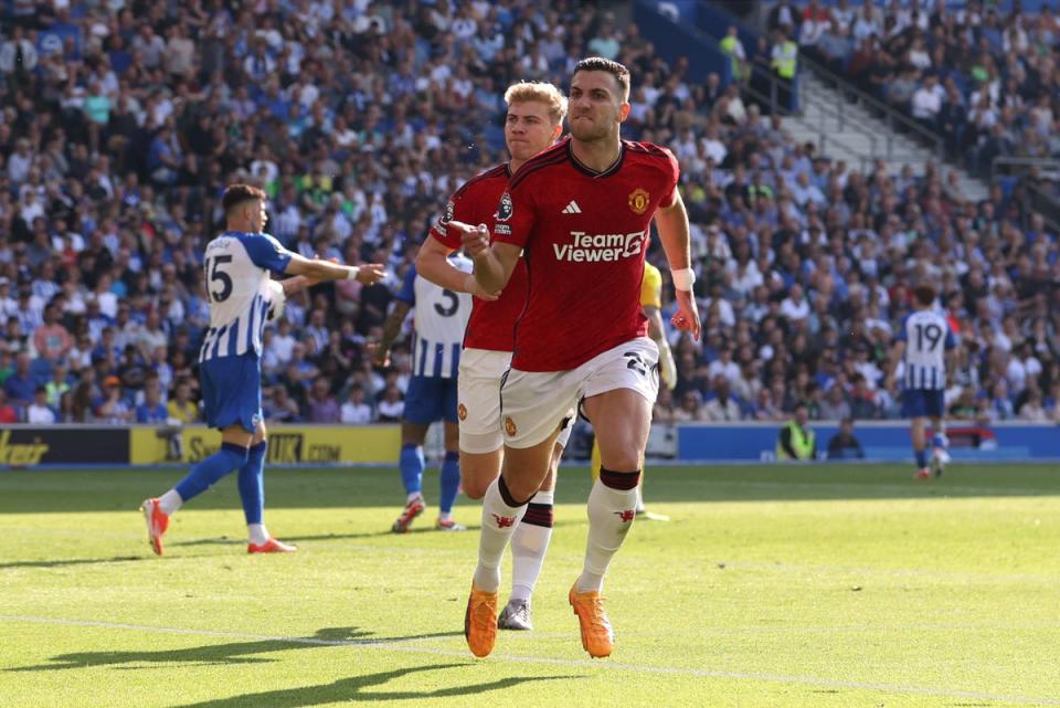 Dalot and Hojlund scored on the south coast (Getty Images)