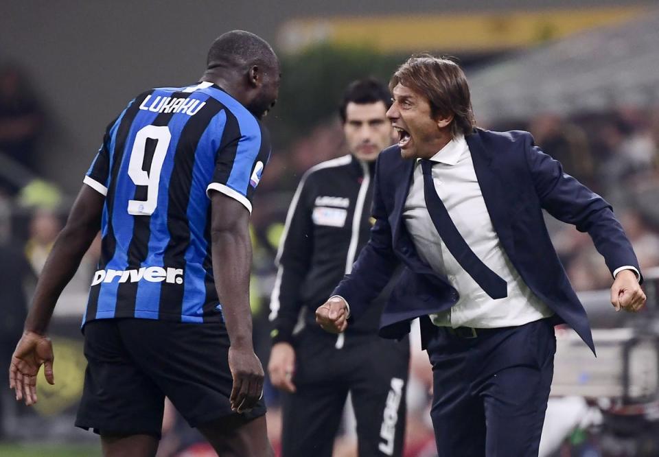Reunion: Romelu Lukaku and Antonio Conte led Inter Milan to the Serie A title in 2021 (AFP via Getty Images)