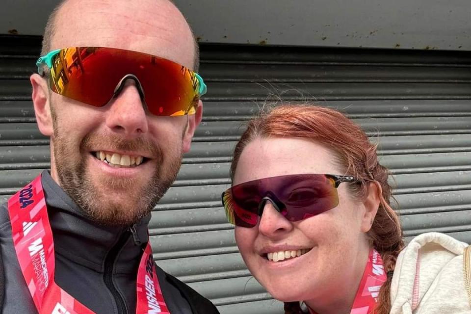 Martin and Joanna Fielding completed the Manchester Marathon <i>(Image: Burnden Road Runners)</i>