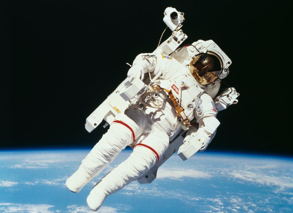 NASA astronaut Bruce McCandless II, 80, the first human to float untethered in outer space, died on Dec. 21, 2017.