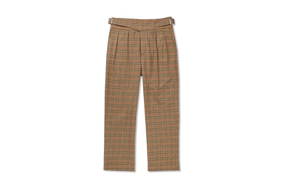 Noah pleated checked wool and cashmere-blend trousers