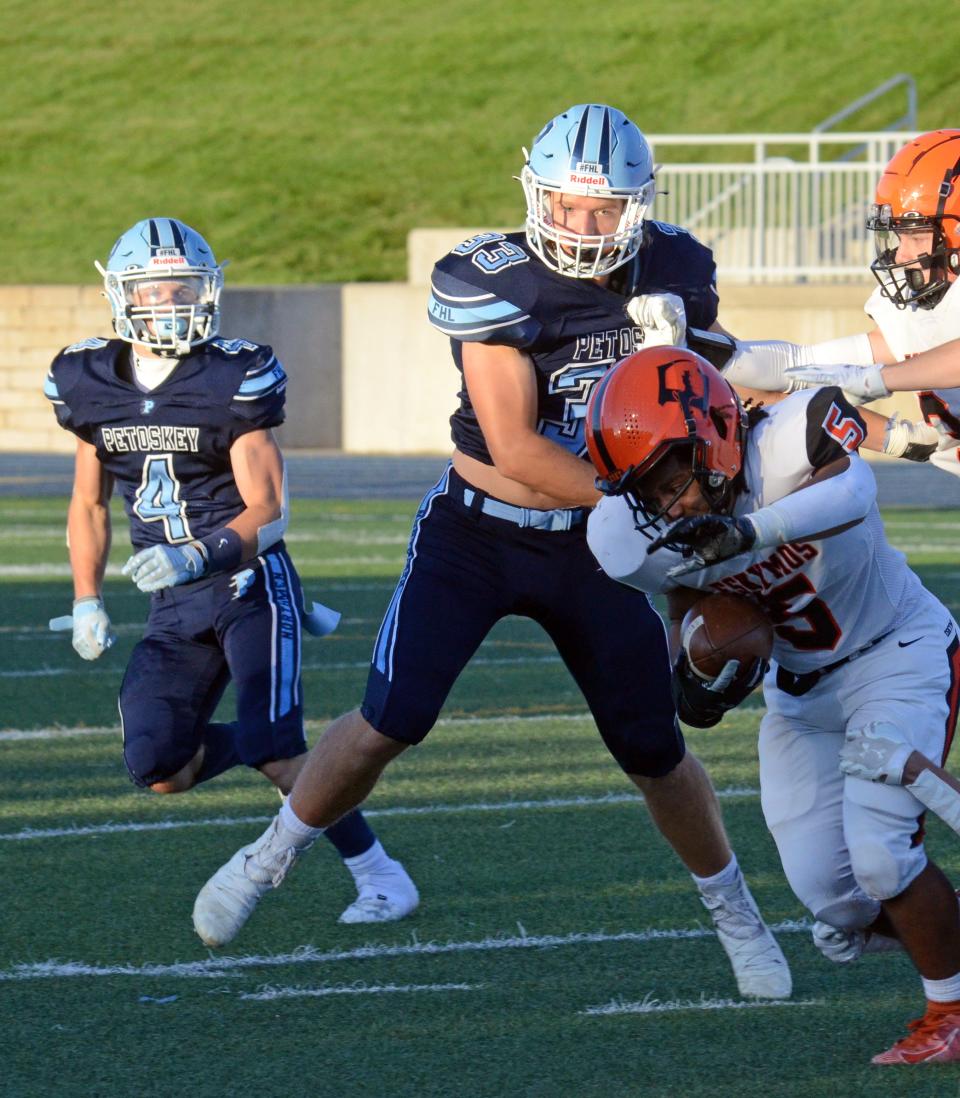 Petoskey Tyler Ray (33) and Haden Janes (4) have a tall task ahead when they travel to Gaylord Friday night.