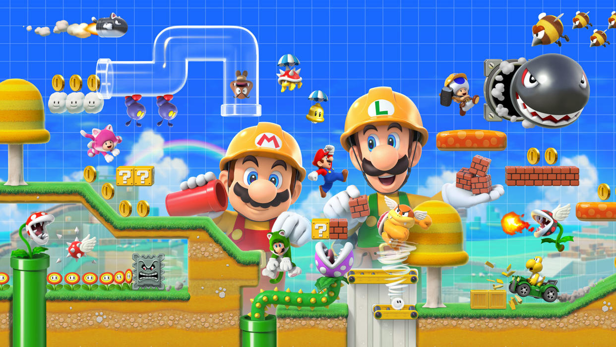  Mario and Luigi in the boxart for Super Mario Maker 2. 