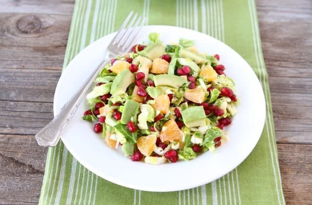 <strong>Get the <a href="http://www.twopeasandtheirpod.com/brussels-sprout-pomegranate-citrus-salad/" target="_blank">Brussels Sprout Pomegranate Citrus Salad recipe</a> by Two Peas & Their Pod</strong>