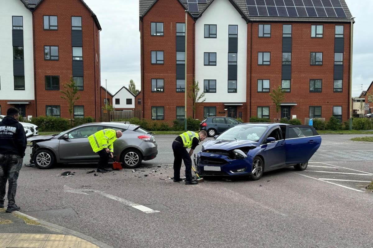 A crash involving three cars blocked the junction of Queens Drive and Windsor Road on Thursday <i>(Image: Newsquest)</i>