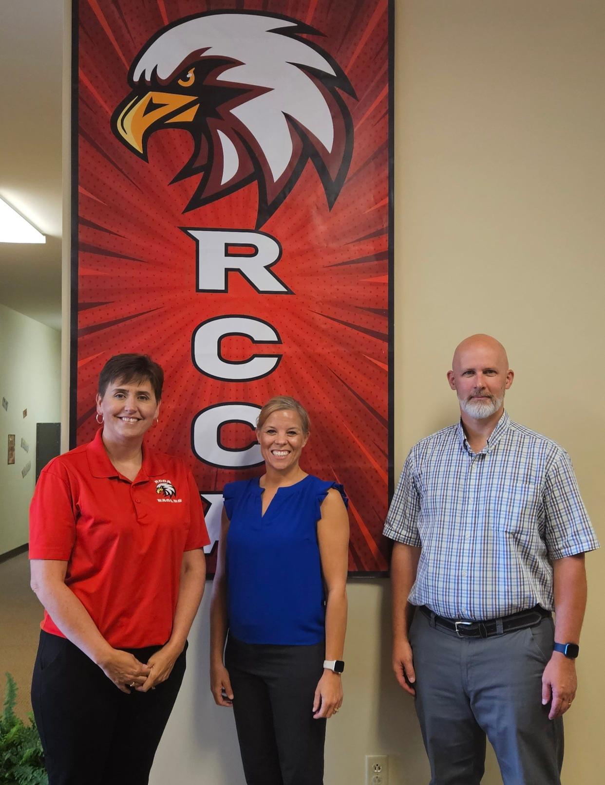 Superintendent Dr. Valerie Jones. Middle School Principal Lindsay Ramey and Pastor Robb Fowler are excited to have RCCA students in the Calvary Baptist Church.