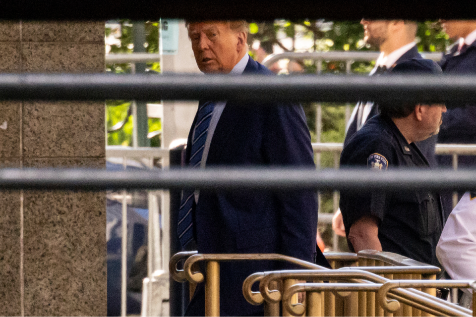 Trump arriving at Manhattan Criminal Court (AP)