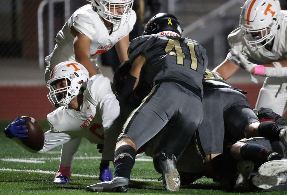 Maple Mountain plays Timpview in a varsity football game at Maple Mountain High School in Spanish Fork on Friday, Oct. 6, 2023. Timpview won 42-20. | Kristin Murphy, Deseret News