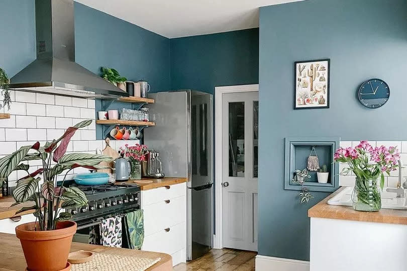 A south-facing kitchen painted blue -Credit:@megbrackpool