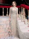 <p>Emma Watson transformed into a Disney princess yet again for the Shanghai premiere of ‘Beauty and the Beast’. Wearing a nude embellished gown by Elie Saab, the actresses look has been described as a modern day wedding dress. <em>[Photo: Getty]</em> </p>