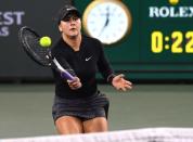 Mar 15, 2019; Indian Wells, CA, USA; Bianca Andreescu (CAN) as she defeats Elina Svitolina (not pictured) during her semifinal match in the BNP Paribas Open at the Indian Wells Tennis Garden. Mandatory Credit: Jayne Kamin-Oncea-USA TODAY Sports