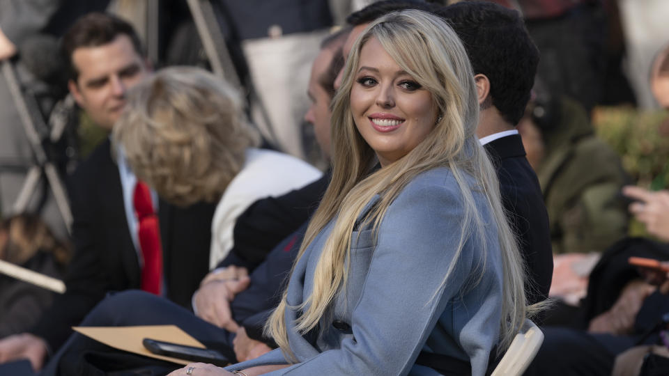 Mandatory Credit: Photo by Shutterstock (10486302f)Tiffany Trump attends the National Thanksgiving Turkey presentation in the Rose Garden of the White House in Washington, DC.